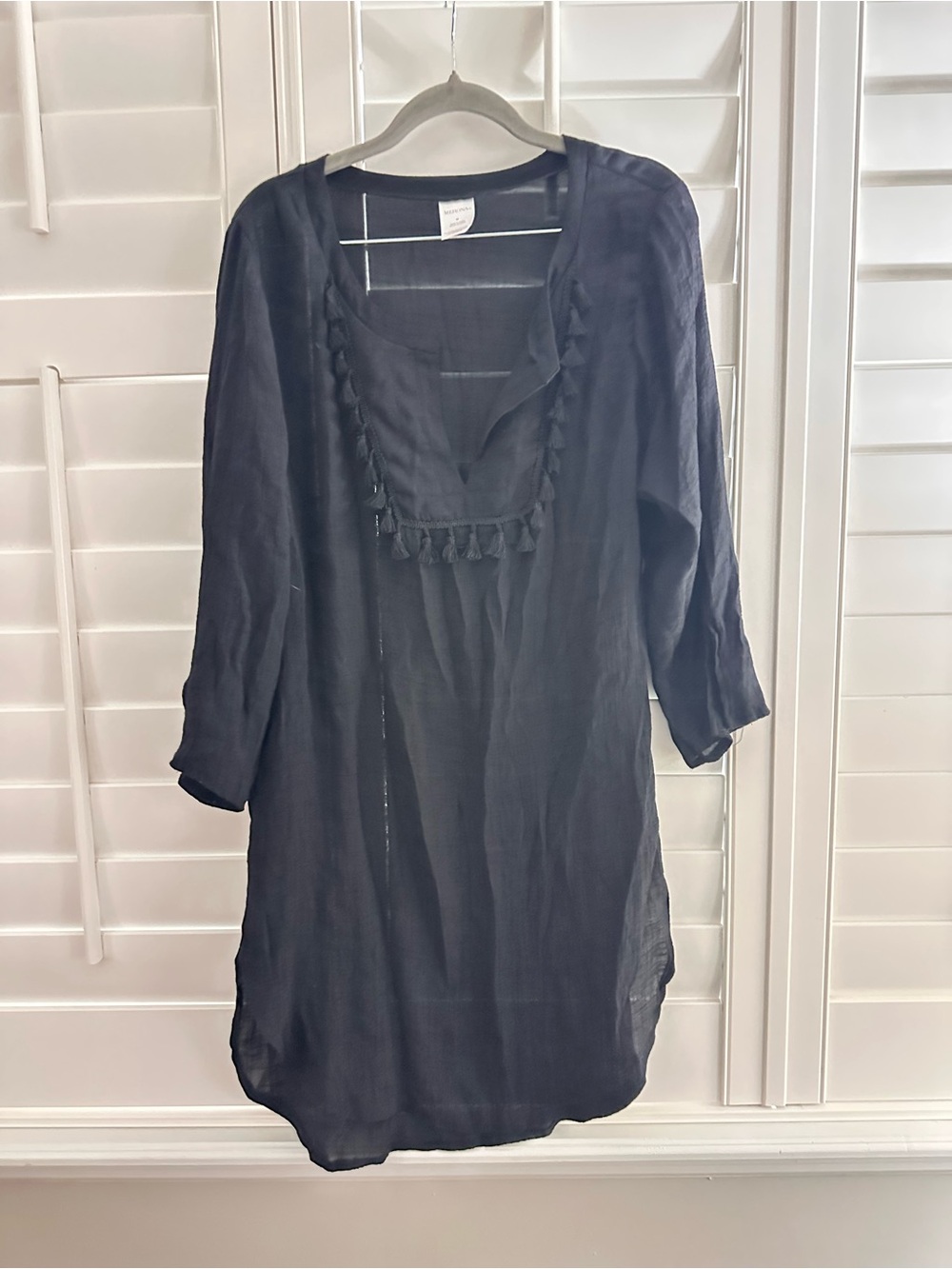 Merona Black Tassel-Trim Swim Cover-Up Tunic